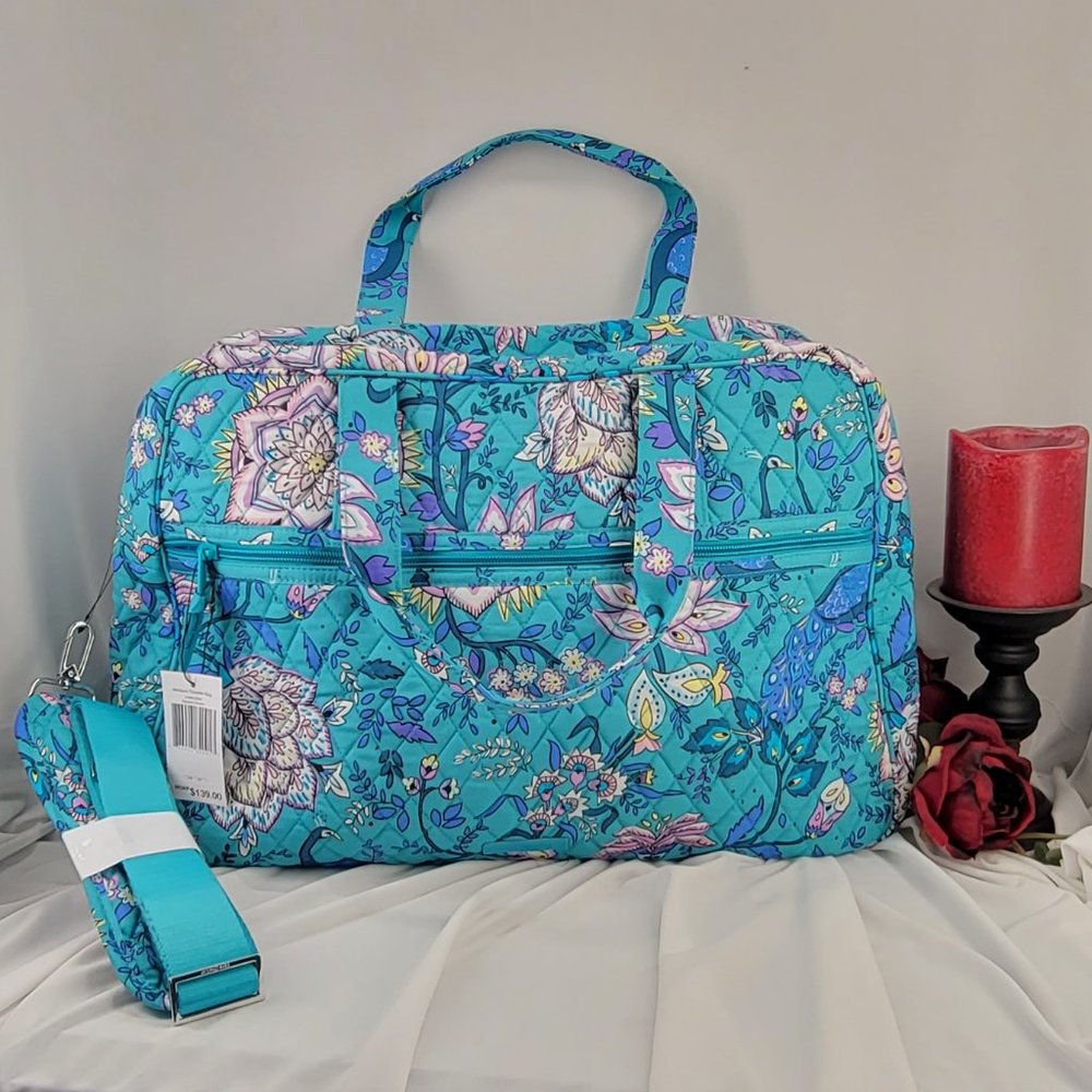 Vera Bradley Medium Traveler Bag in "Peacock Garden" print NWT